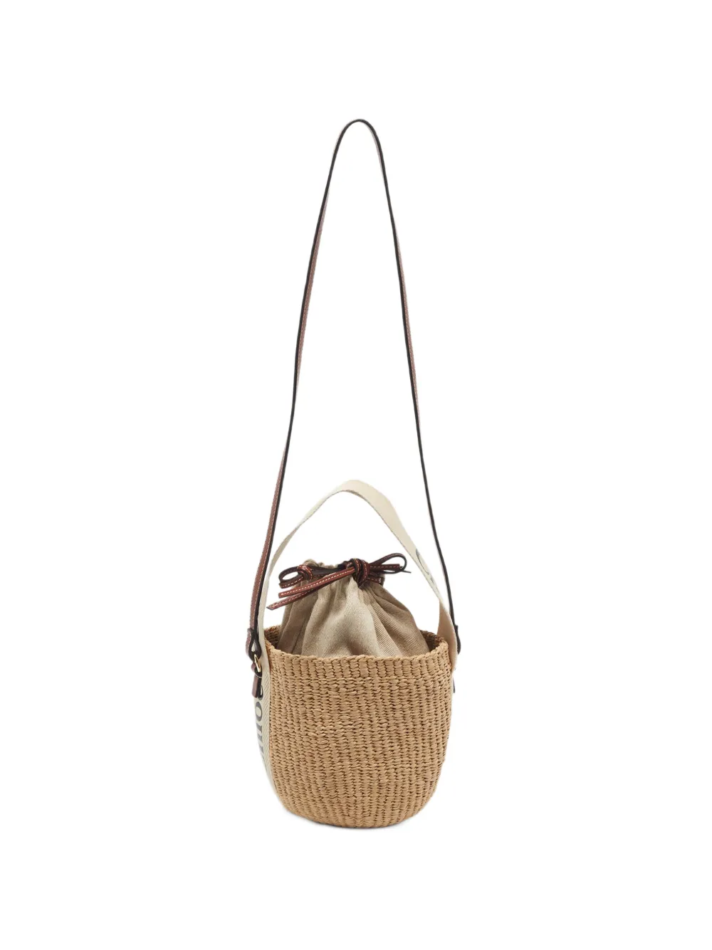 Chloé Pre-Owned small Woody raffia bucket bag - Marrone