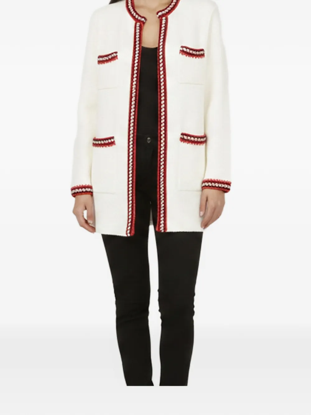 SANDRO Luce textured-knit cardigan - Toni neutri