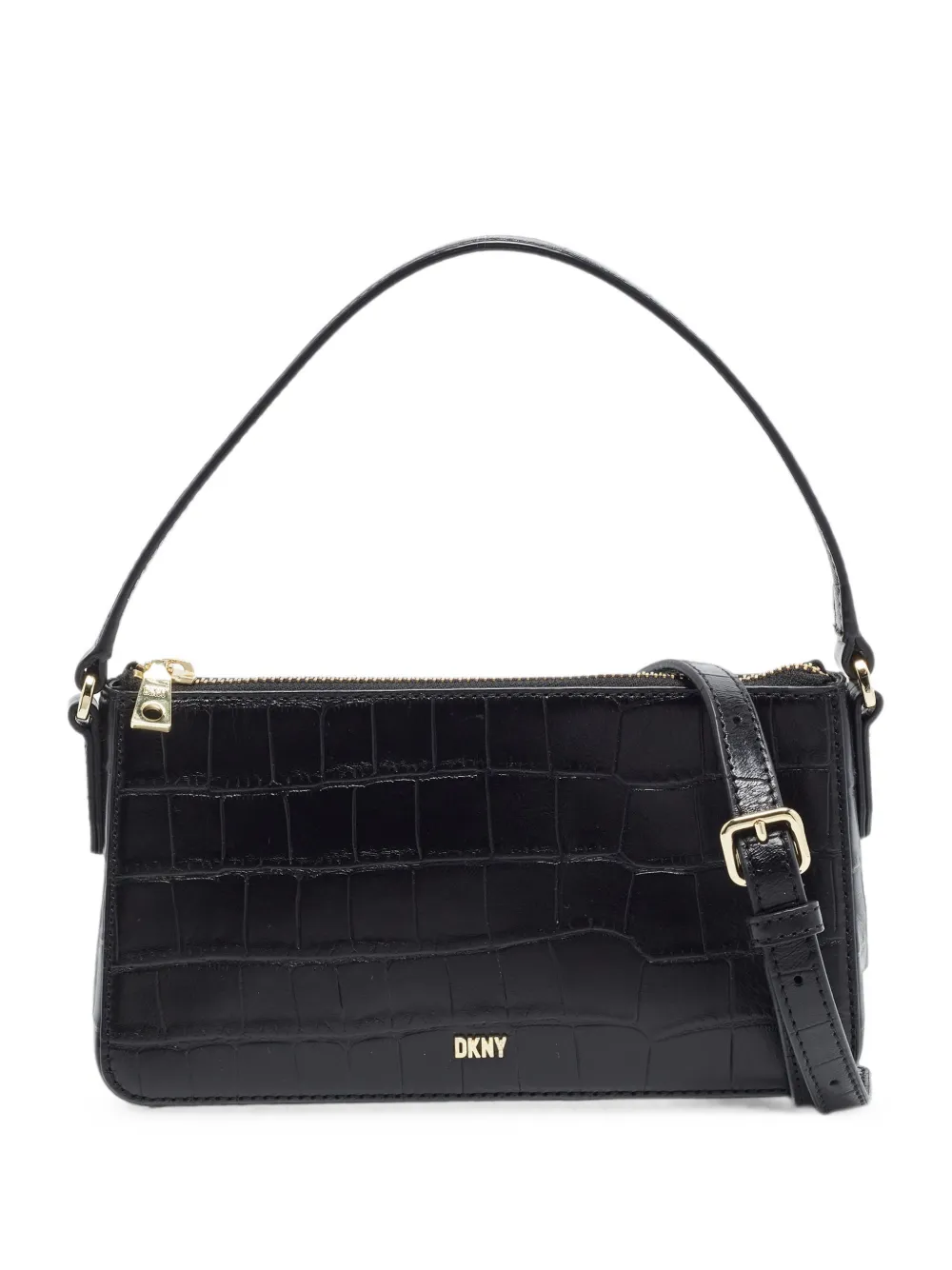 DKNY croc-embossed shoulder bag - Nero