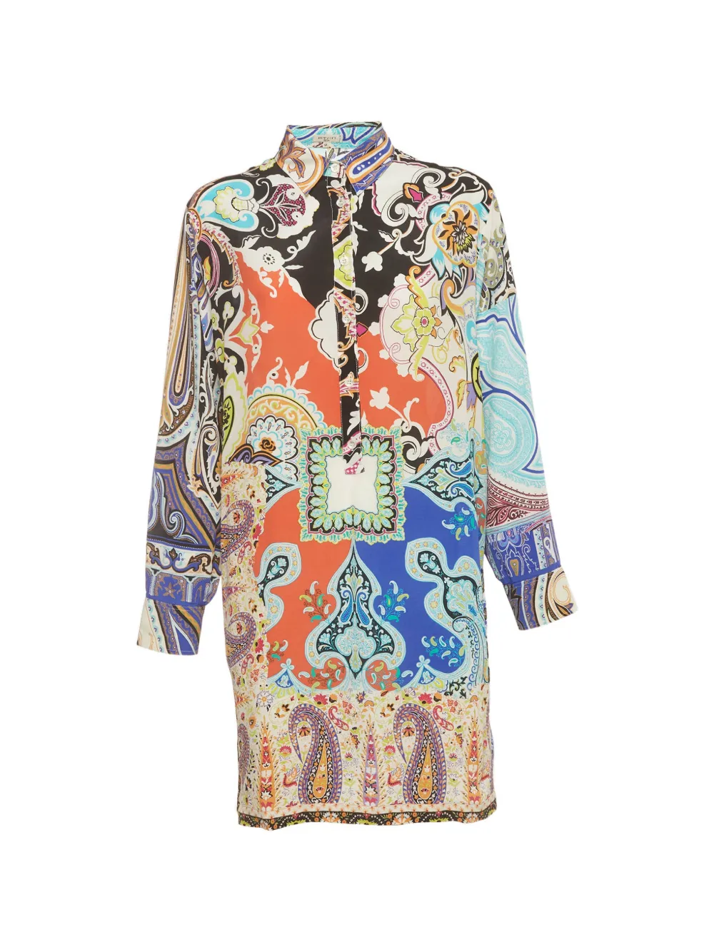 Etro Pre-Owned robe-tunique à motif cachemire en crêpe - Bleu Etro Pre-Owned robe-tunique à motif cachemire en crêpe - Bleu