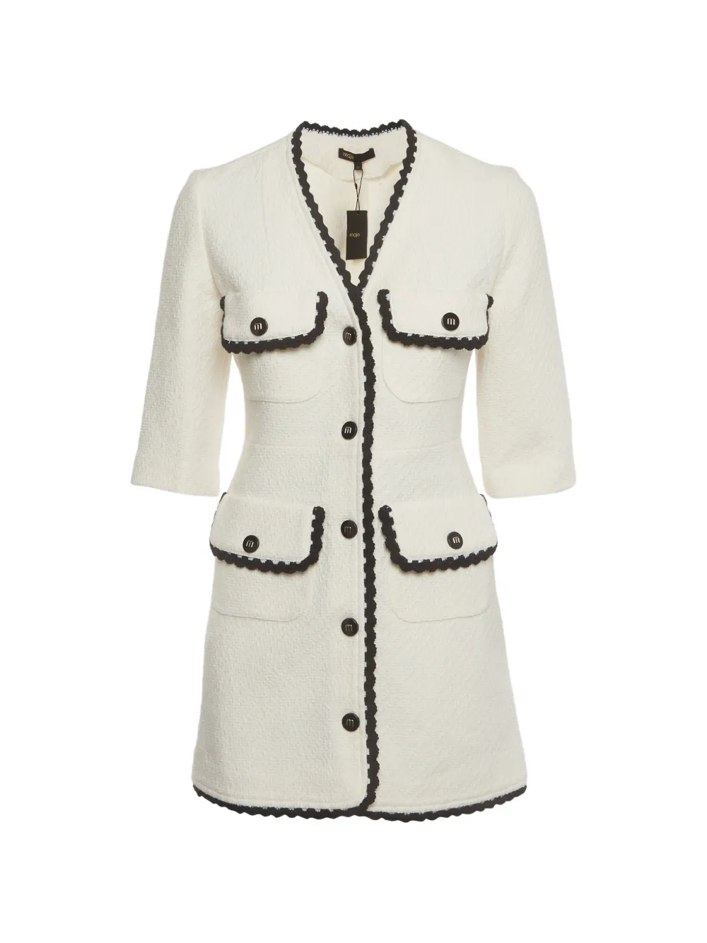Maje Ritosio contrast-trim mini dress - Toni neutri
