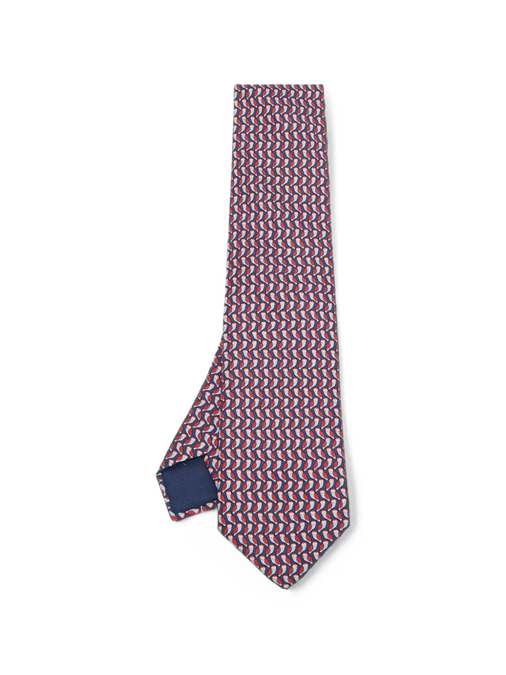 Hermès Pre-Owned Chouette pattern silk tie - Blu