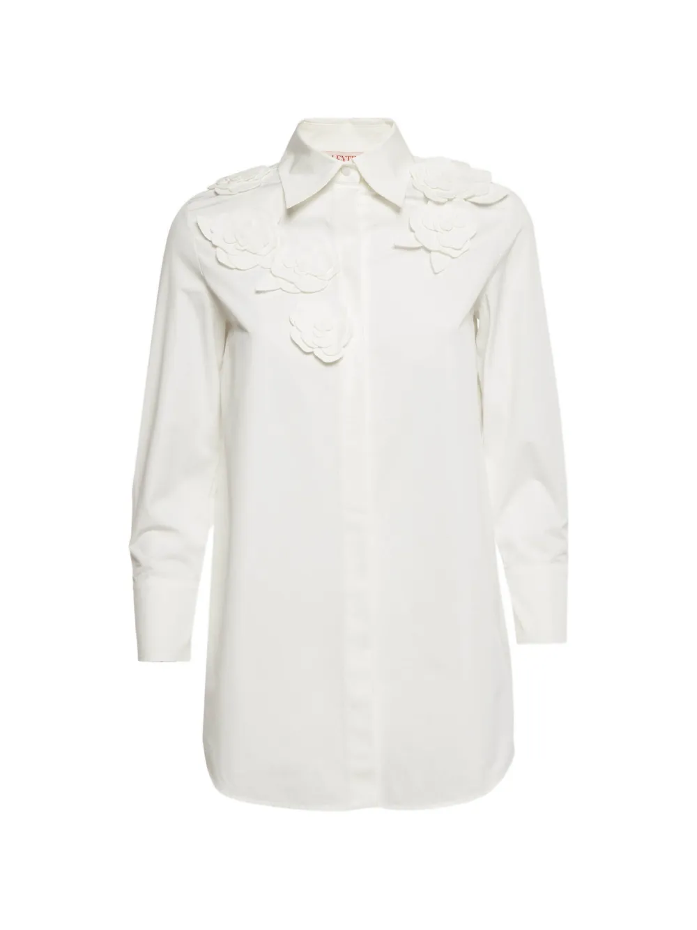 Valentino Garavani Pre-Owned 3D floral-appliqué poplin shirt - Bianco