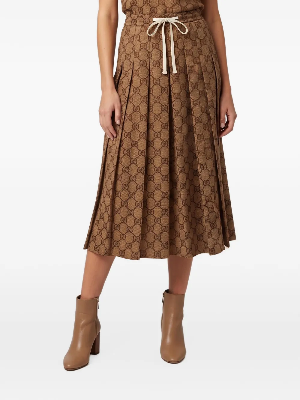 Gucci Pre-Owned GG Supreme pleated midi skirt - Braun
