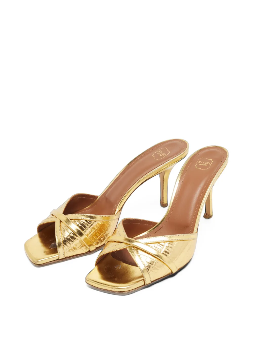 Malone Souliers Perla crocodile-embossed sandals - Gold