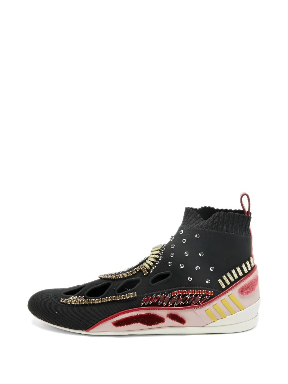Valentino Garavani Pre-Owned crystal embellished high-top sneakers - Nero