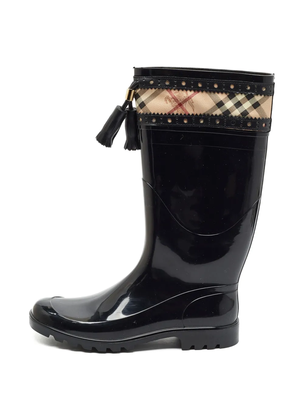 Burberry Pre-Owned Haymarket tassel rain boots - Nero