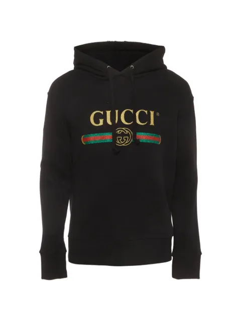 Gucci Pre-Owned wolf appliqué distressed hoodie
