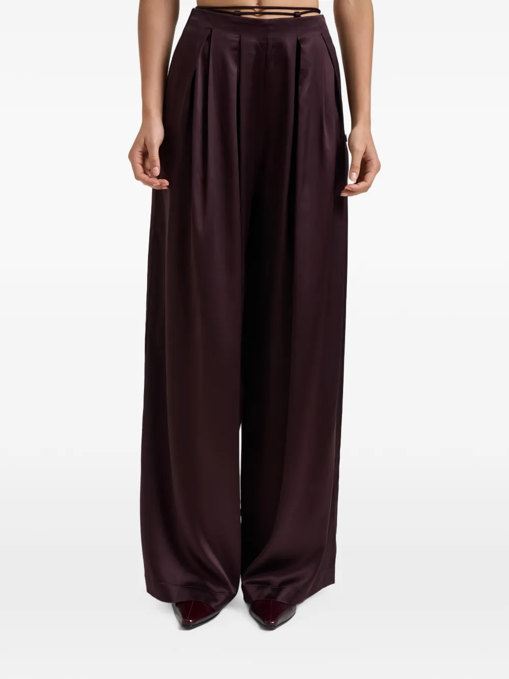 Danamè Sandy Pleated Palazzo Pants In Purple