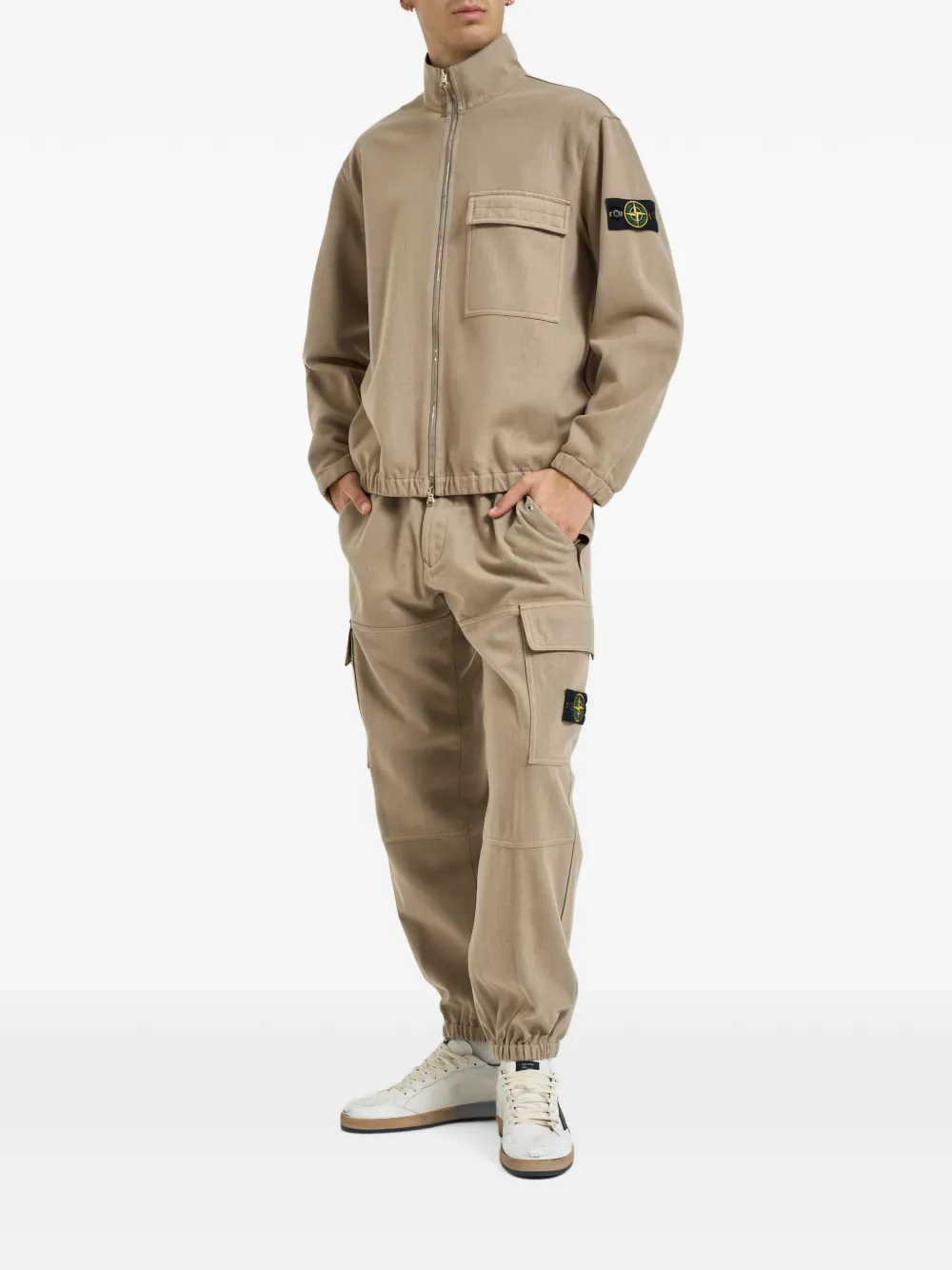 Stone Island Cargo broek met logopatch Beige
