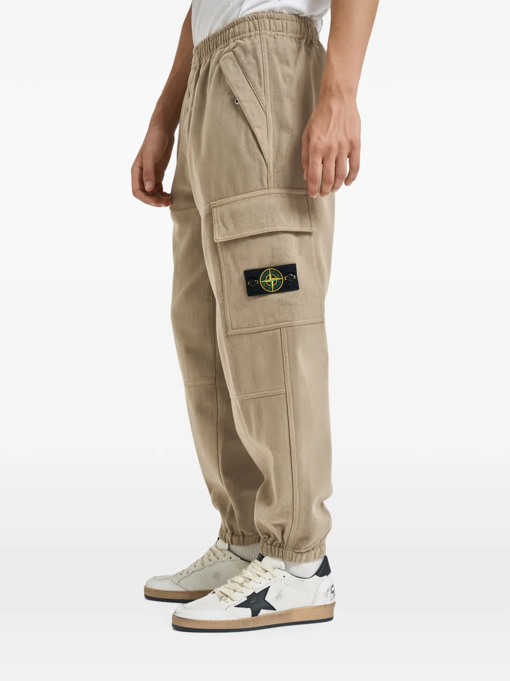 Stone Island Cargo broek met logopatch Beige