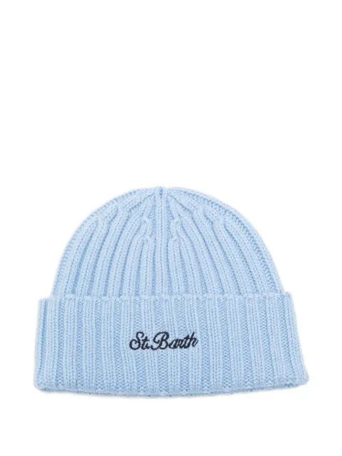 MC2 Saint Barth Kids logo-embroidered ribbed beanie hat