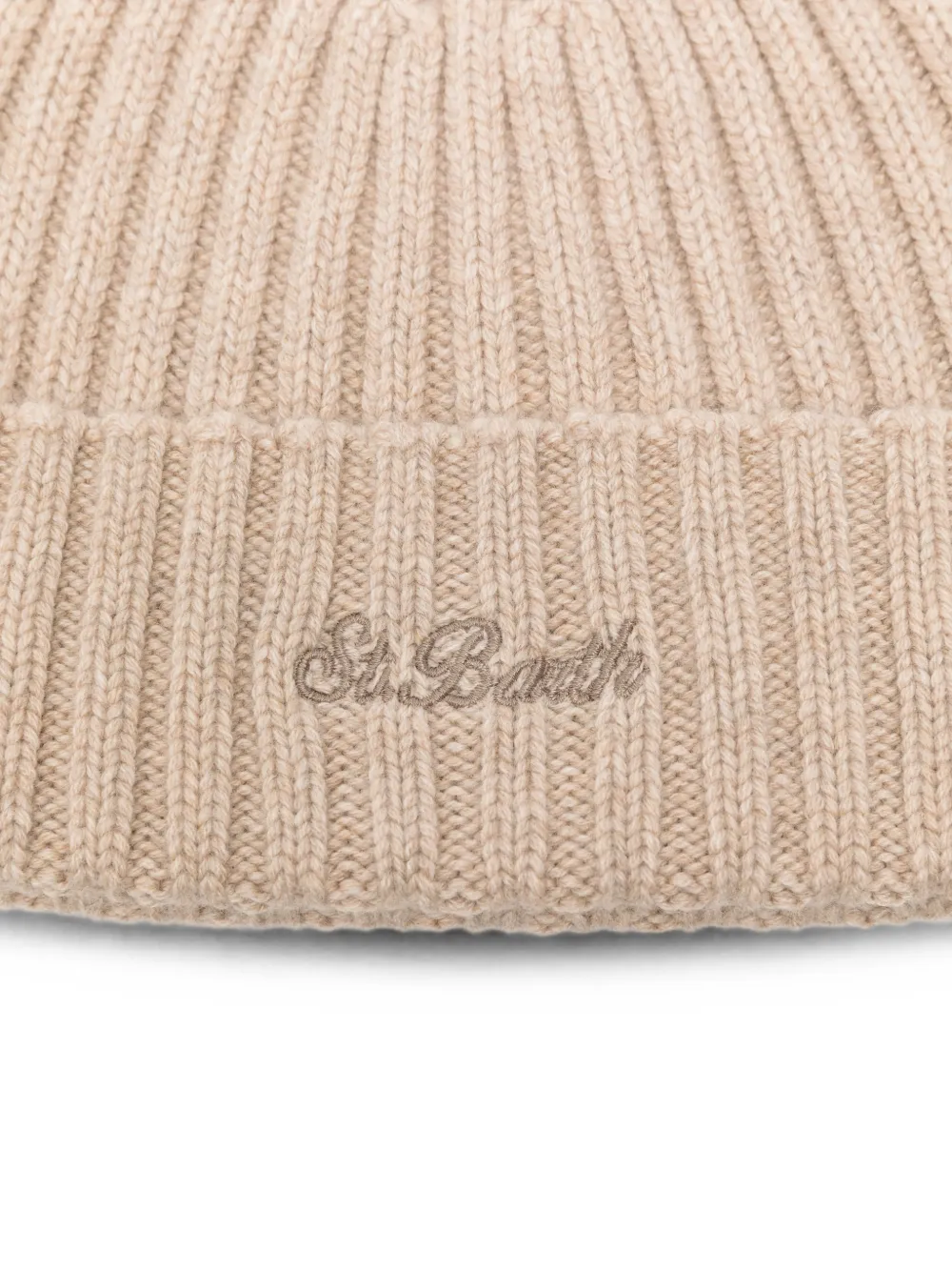 MC2 Saint Barth Kids Wengen ribgebreide St. Barth muts Beige