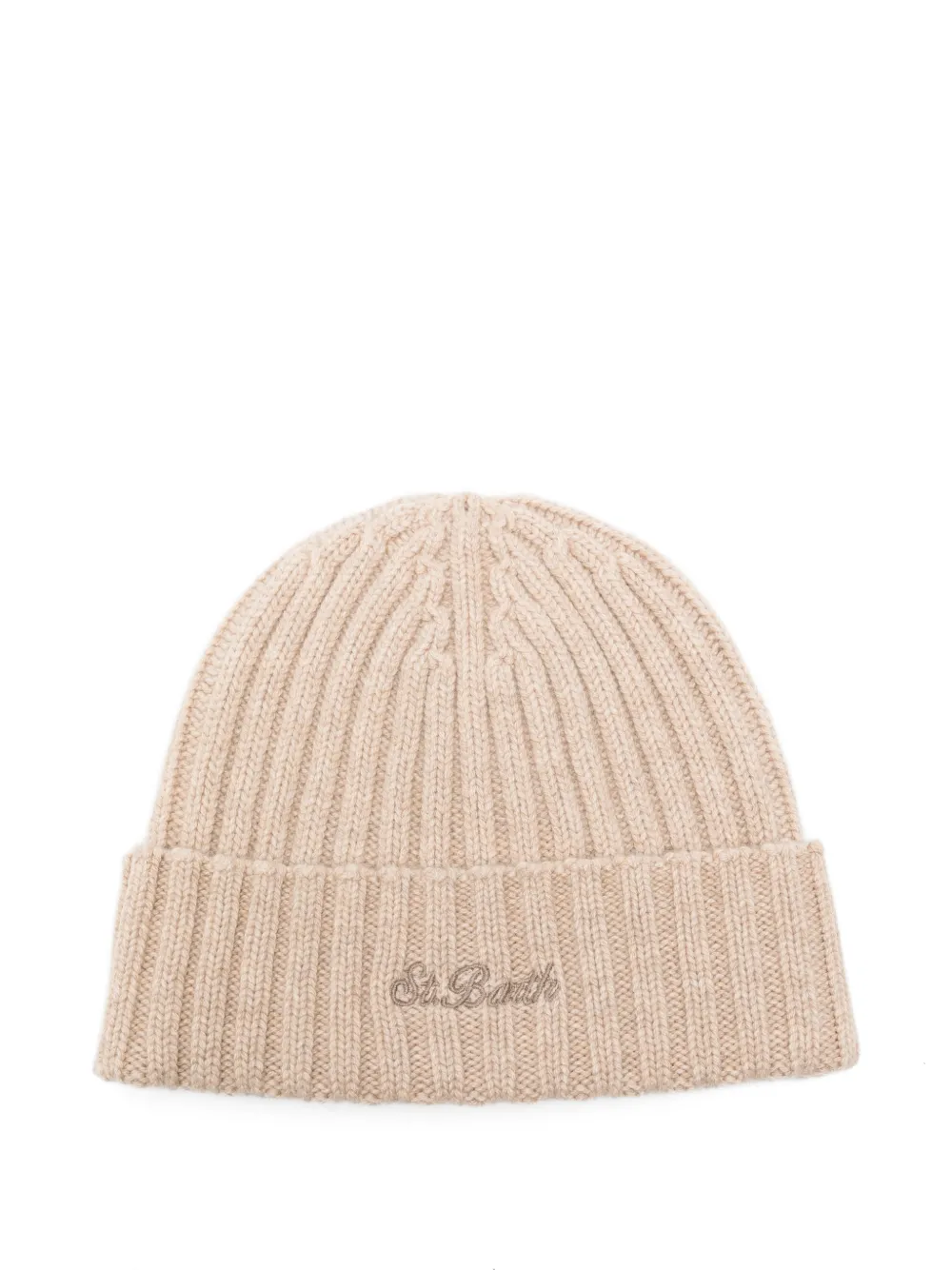 MC2 Saint Barth Kids Wengen ribgebreide St. Barth muts Beige