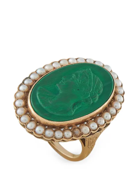 LB Exclusive malachite and pearl ring