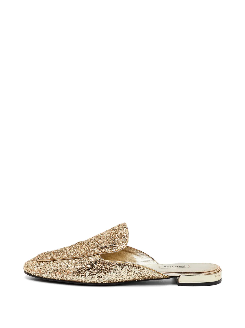 Miu Miu Pre-Owned Flache Mules mit Glitter - Gold