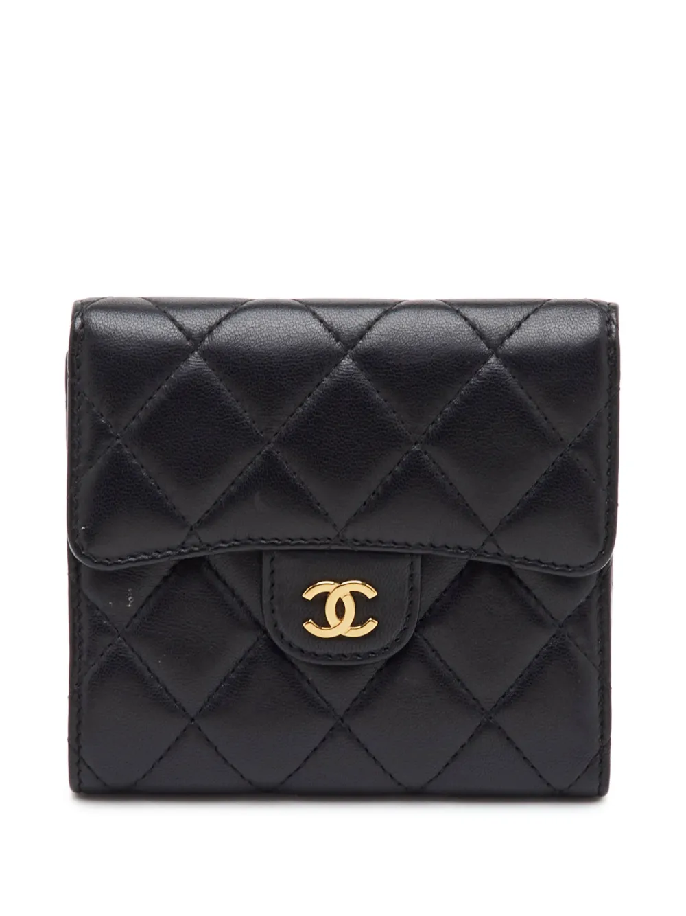 CHANEL Pre-Owned 2016-2017 CC quilted trifold wallet - Nero