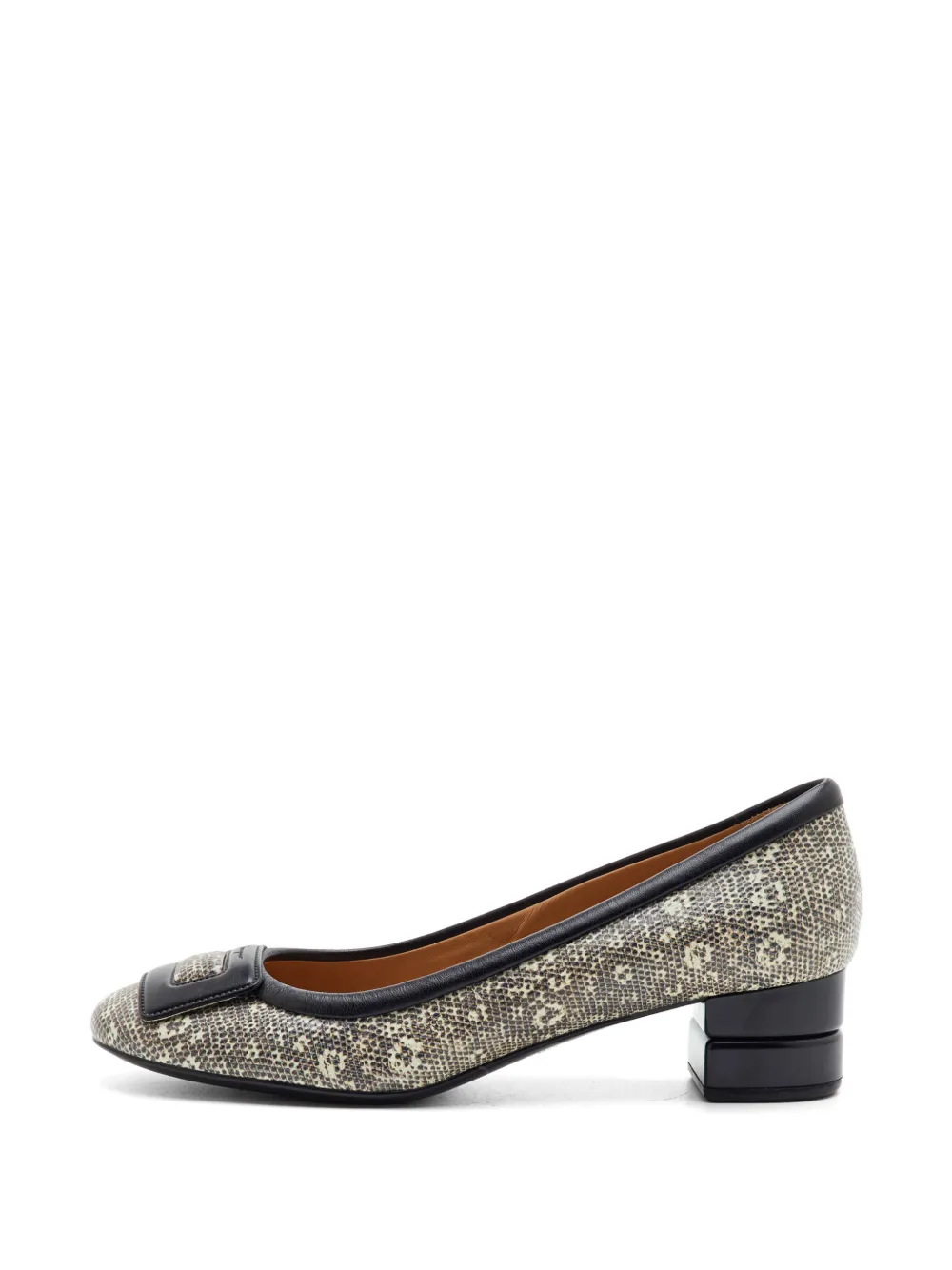 Ferragamo Pre-Owned lizard-embossed buckle-detail pumps - Nero
