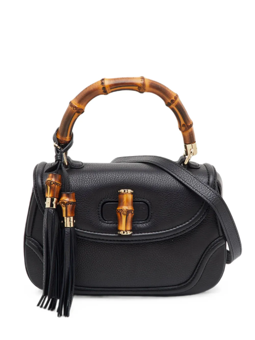 Gucci Pre-Owned New Bamboo calf leather top handle bag - Nero