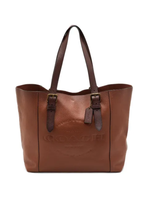 Coach logo-embossed grained leather tote bag