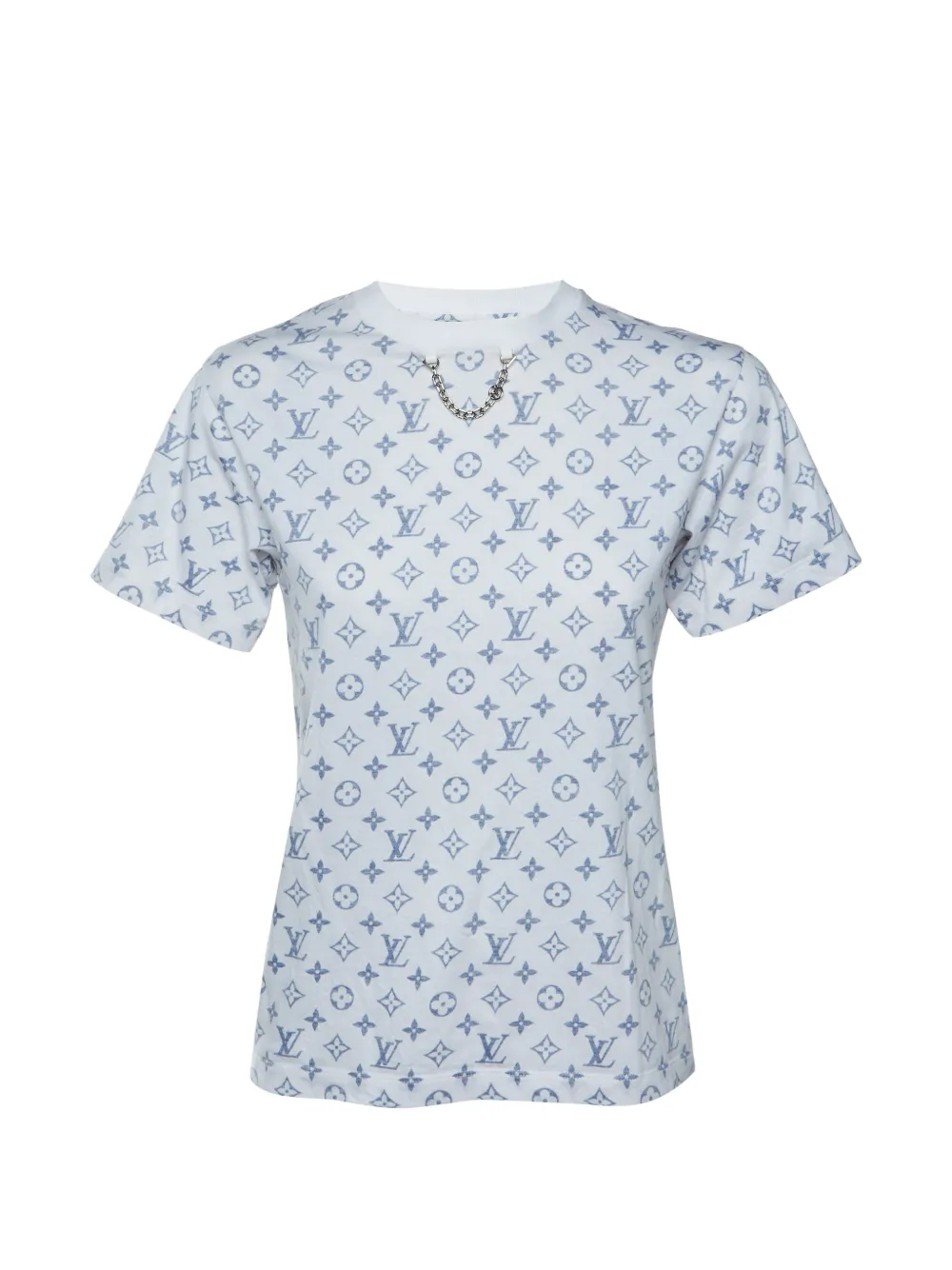 Louis Vuitton Pre-Owned Monogram print chain detail T-shirt - Bianco