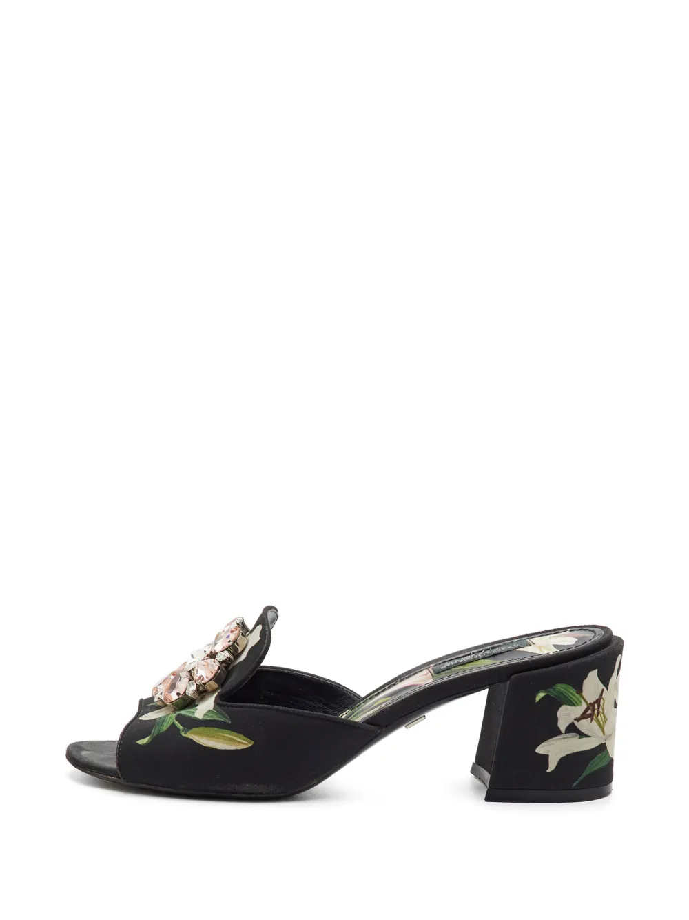 Dolce & Gabbana Pre-Owned sandales à imprimé floral et ornements de cristaux - Noir Dolce & Gabbana Pre-Owned sandales à imprimé floral et ornements de cristaux - Noir