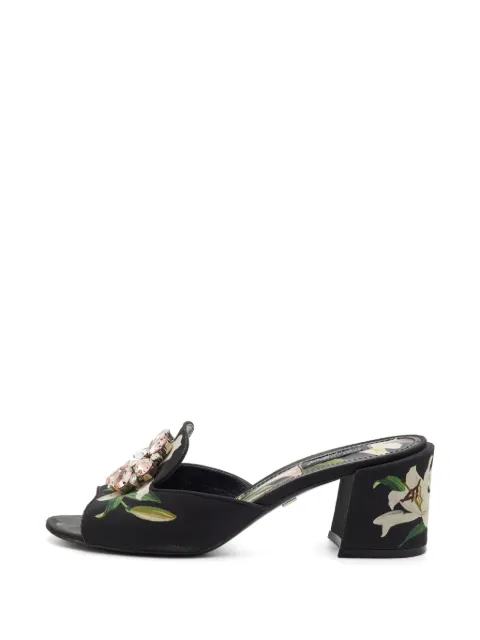 Dolce & Gabbana Pre-Owned lily-print crystal-embellished sandals