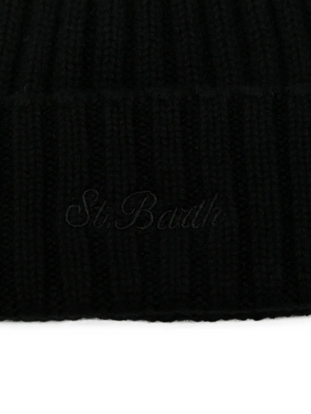 MC2 Saint Barth Kids Wengen ribgebreide muts met geborduurd logo Zwart