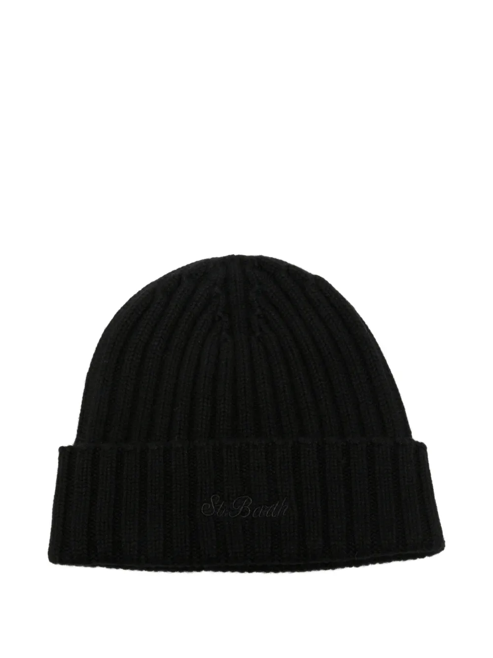MC2 Saint Barth Kids bonnet en maille côtelée à logo brodé Wengen - Noir MC2 Saint Barth Kids bonnet en maille côtelée à logo brodé Wengen - Noir