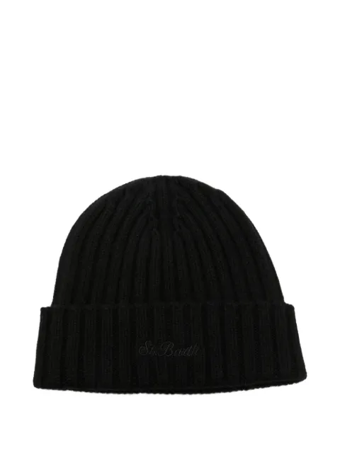MC2 Saint Barth Kids gorro tejido de canalé Wengen con logo bordado