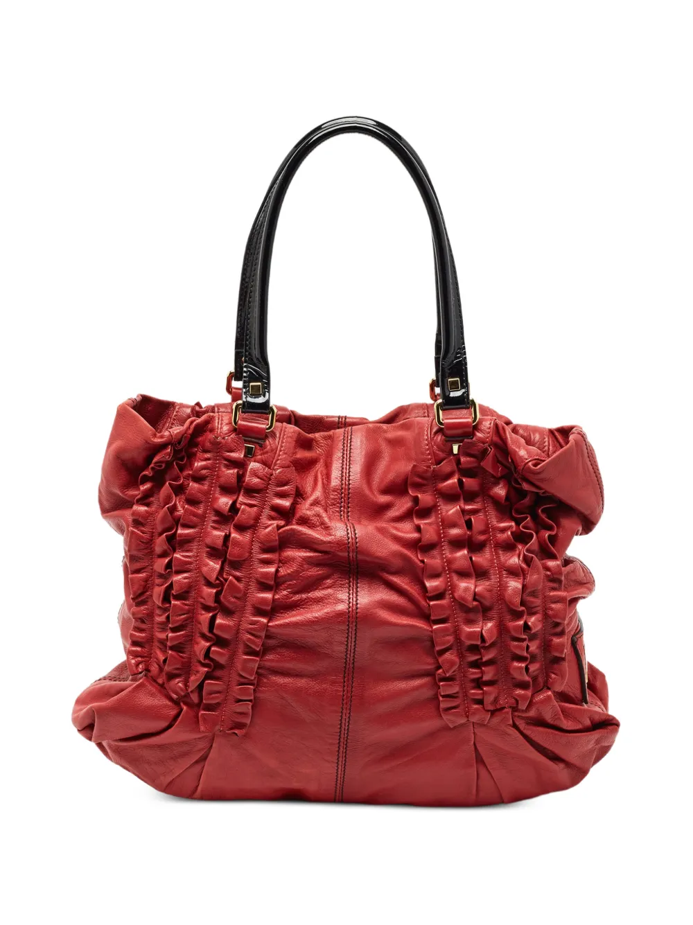 Valentino Garavani Pre-Owned ruffled leather tote bag - Rosso