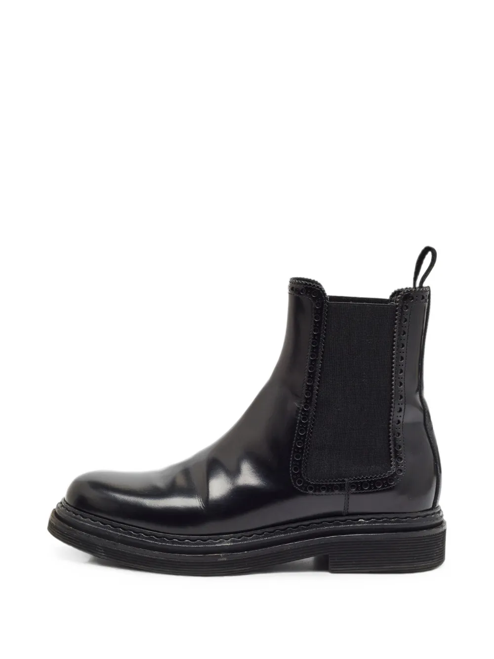 Pre-owned Dolce & Gabbana Brogue-detail Leather Chelsea Boots In Black