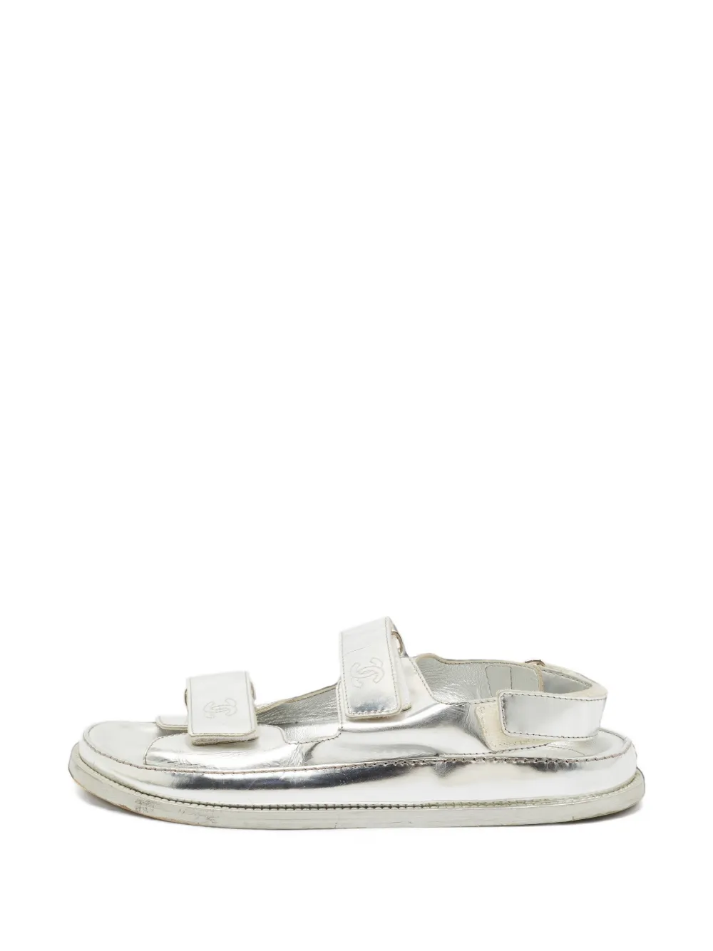 CHANEL Pre-Owned CC Dad slingback sandals - Argento