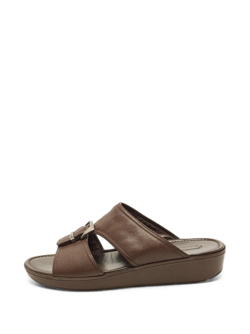 Prada Pre-Owned leather buckle-detail sandals - Marrone