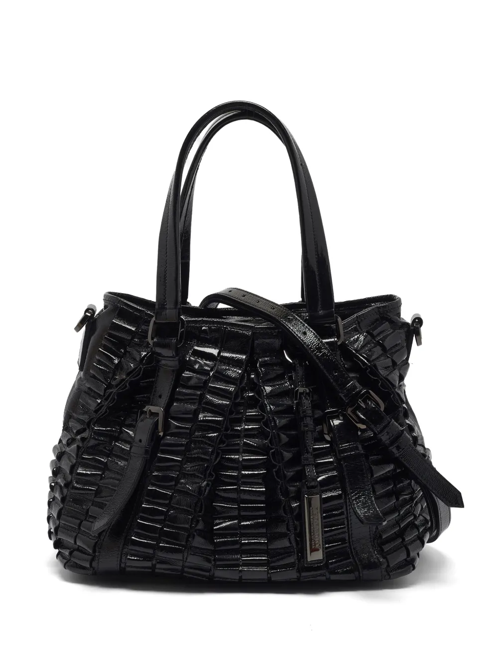 Burberry Pre-Owned grand sac à main Lowry en cuir verni - Noir Burberry Pre-Owned grand sac à main Lowry en cuir verni - Noir
