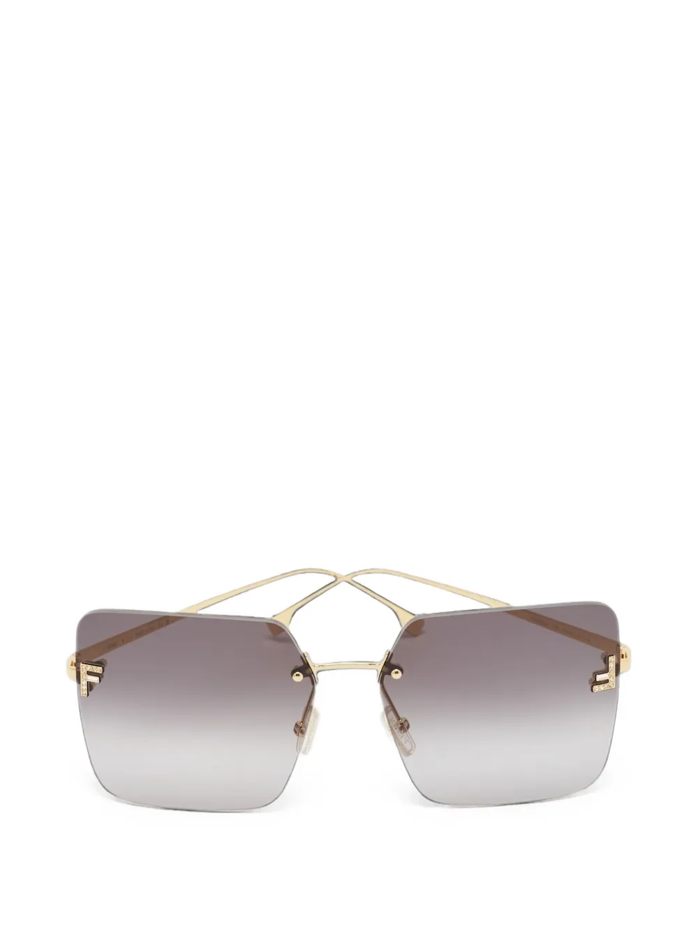 Fendi Pre-Owned First crystal-embellished square-frame sunglasses - Grigio