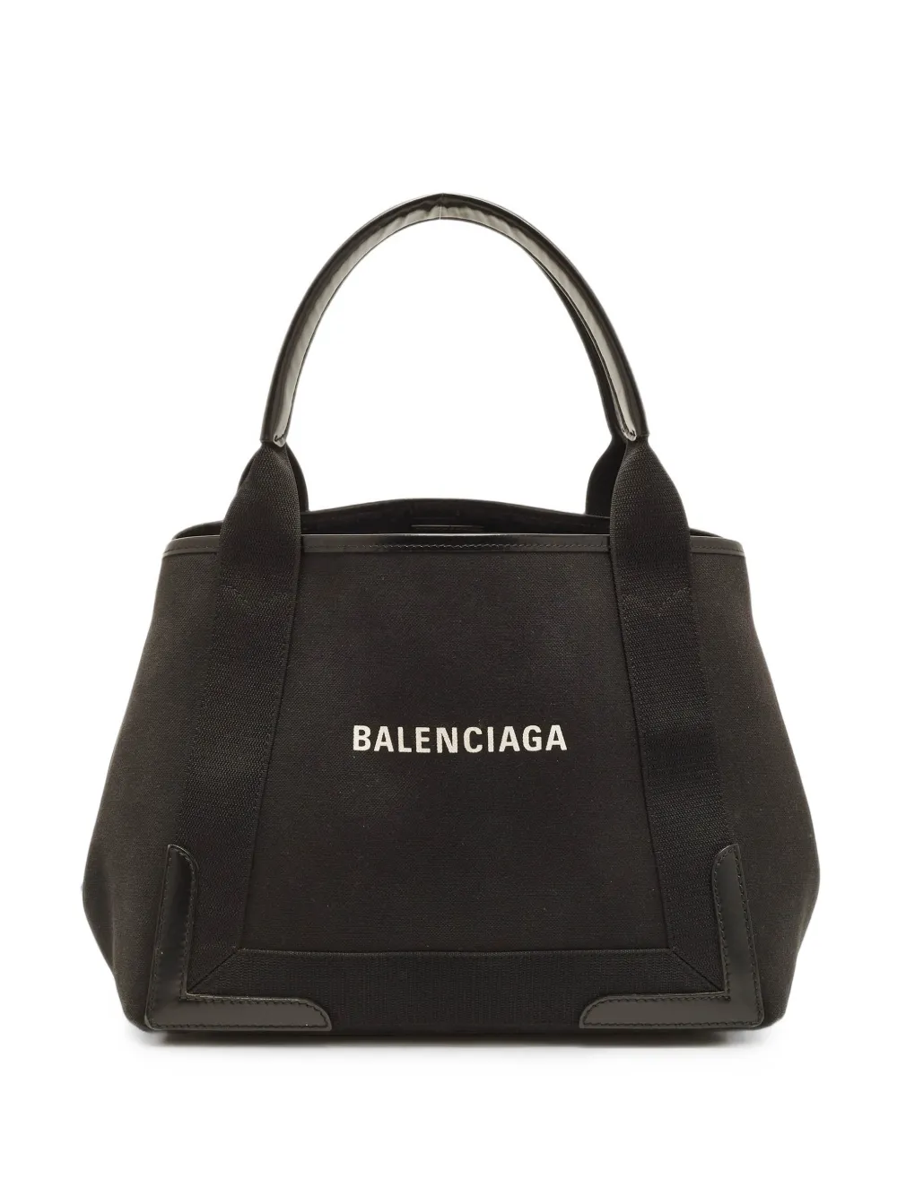 Balenciaga Pre-Owned Navy Cabas leather-trim tote bag - Nero
