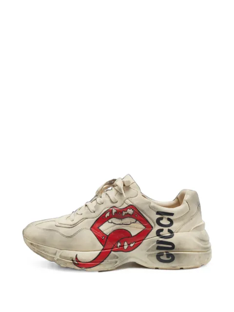 Gucci Pre-Owned Rhyton lips print sneakers
