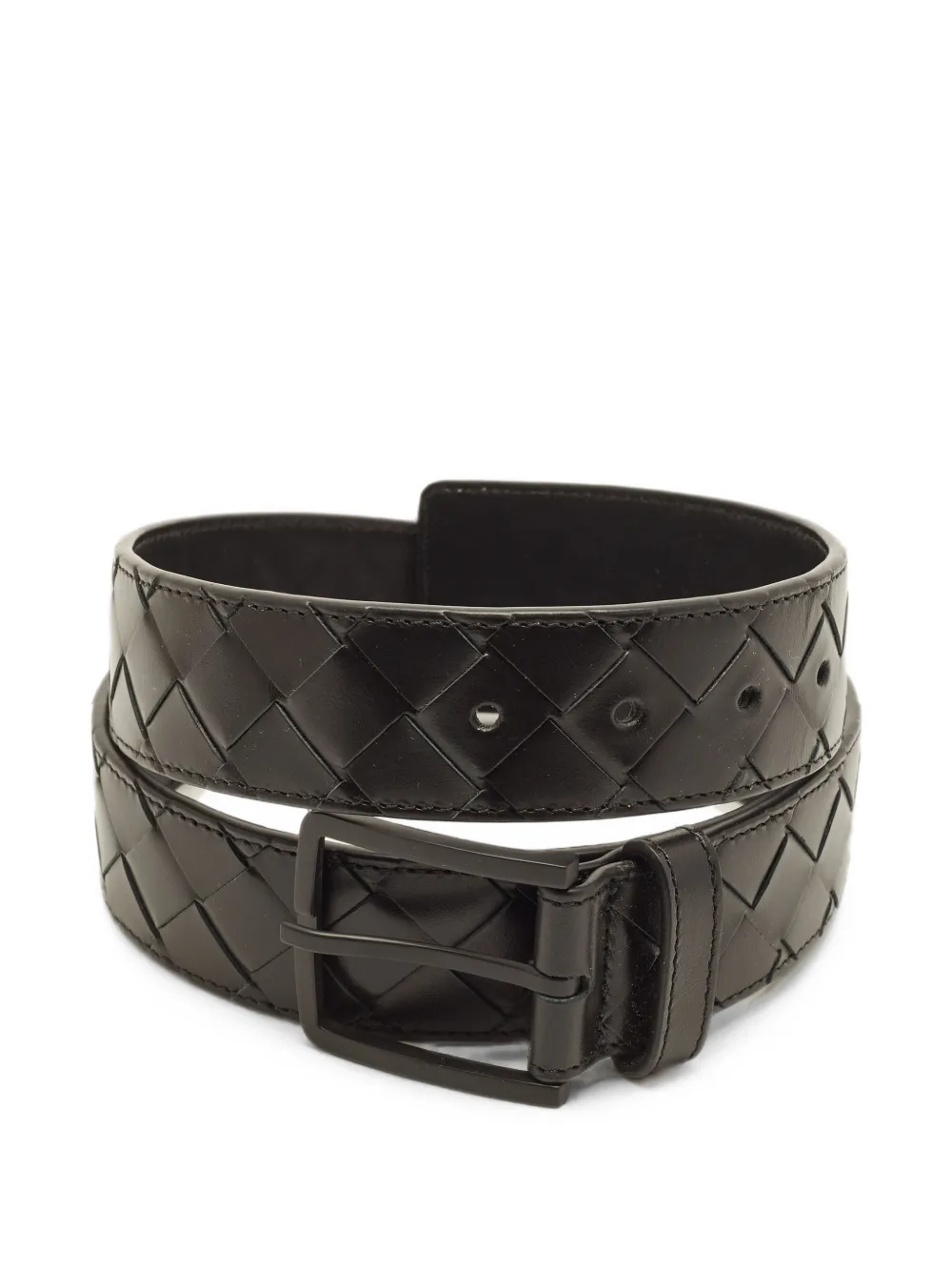 Bottega Veneta Pre-Owned Intrecciato-leather buckle belt - Nero