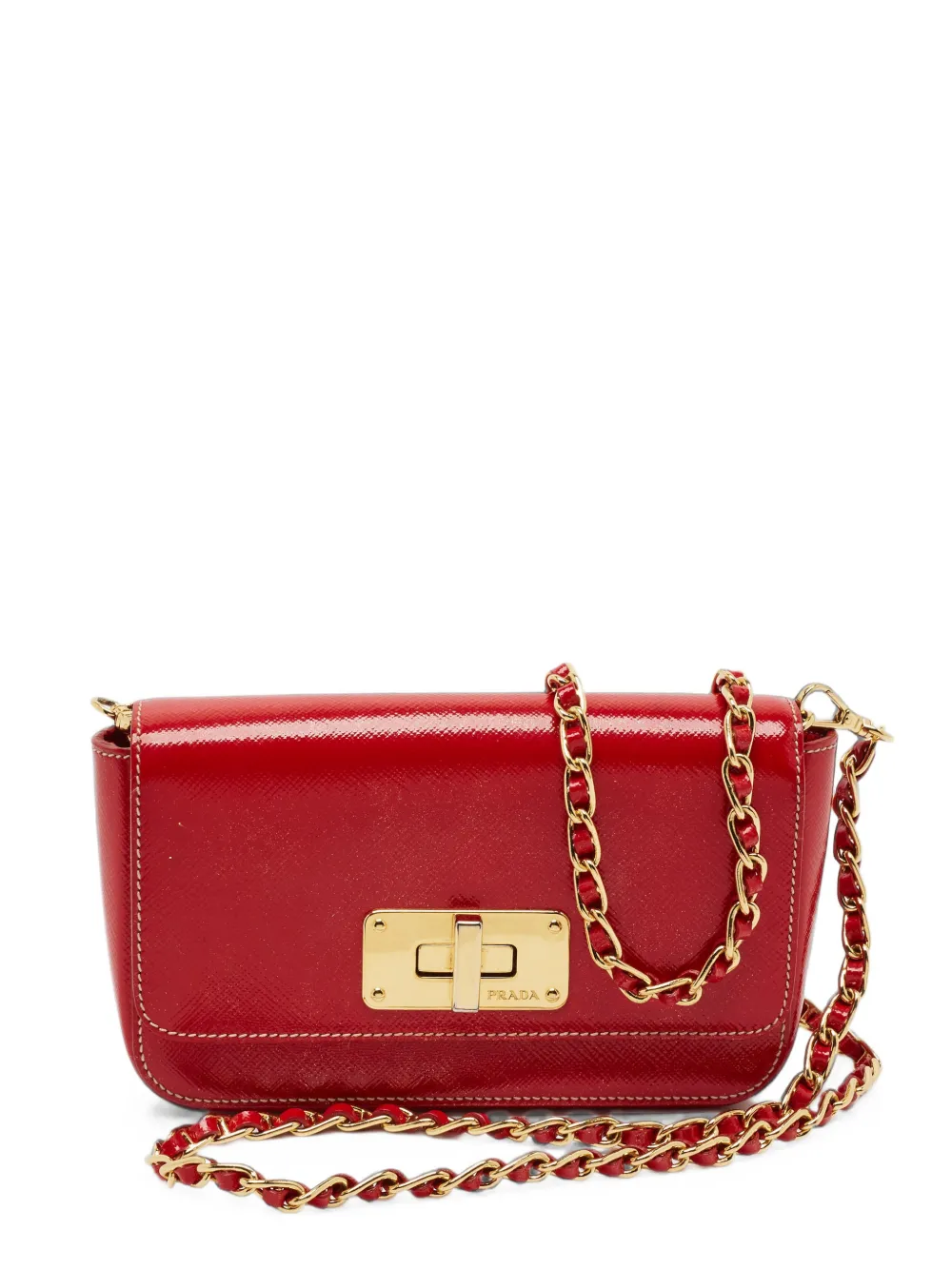Prada Pre-Owned Saffiano turn-lock shoulder bag - Rosso