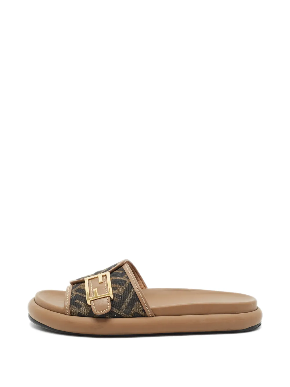 Fendi Pre-Owned Feel Zucca-canvas flat sandals - Marrone
