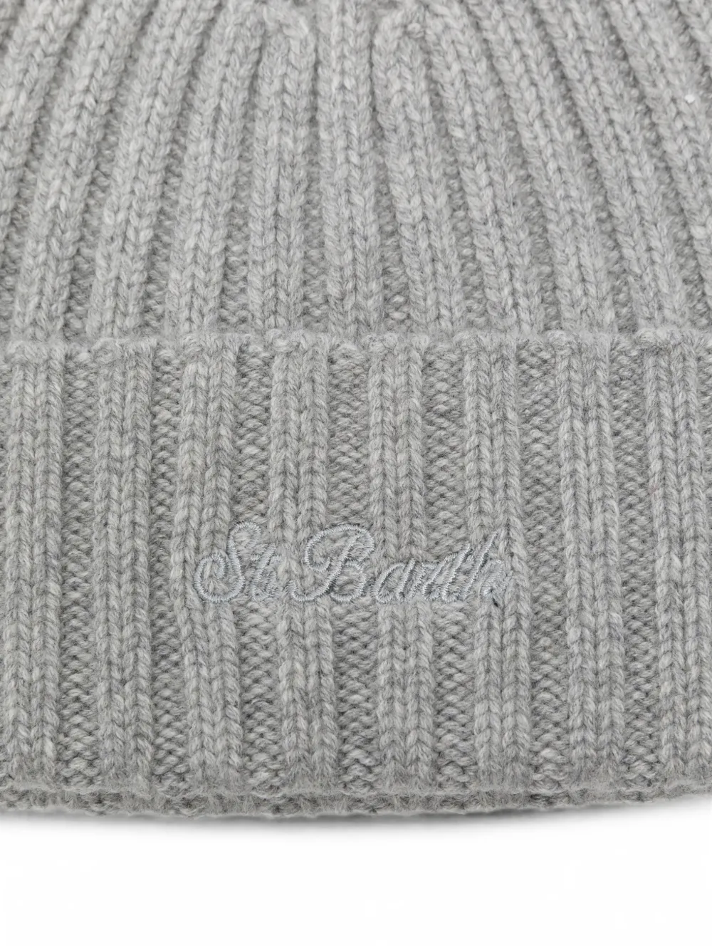 MC2 Saint Barth Kids Wengen logo-embroidered ribbed beanie hat Grijs