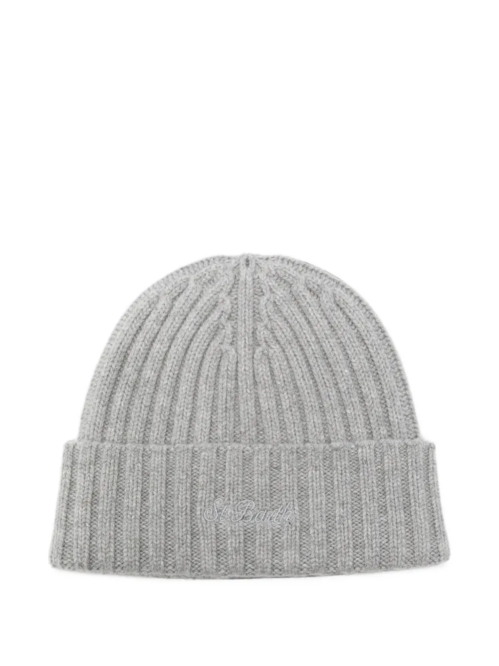 MC2 Saint Barth Kids Wengen logo-embroidered ribbed beanie hat Grijs