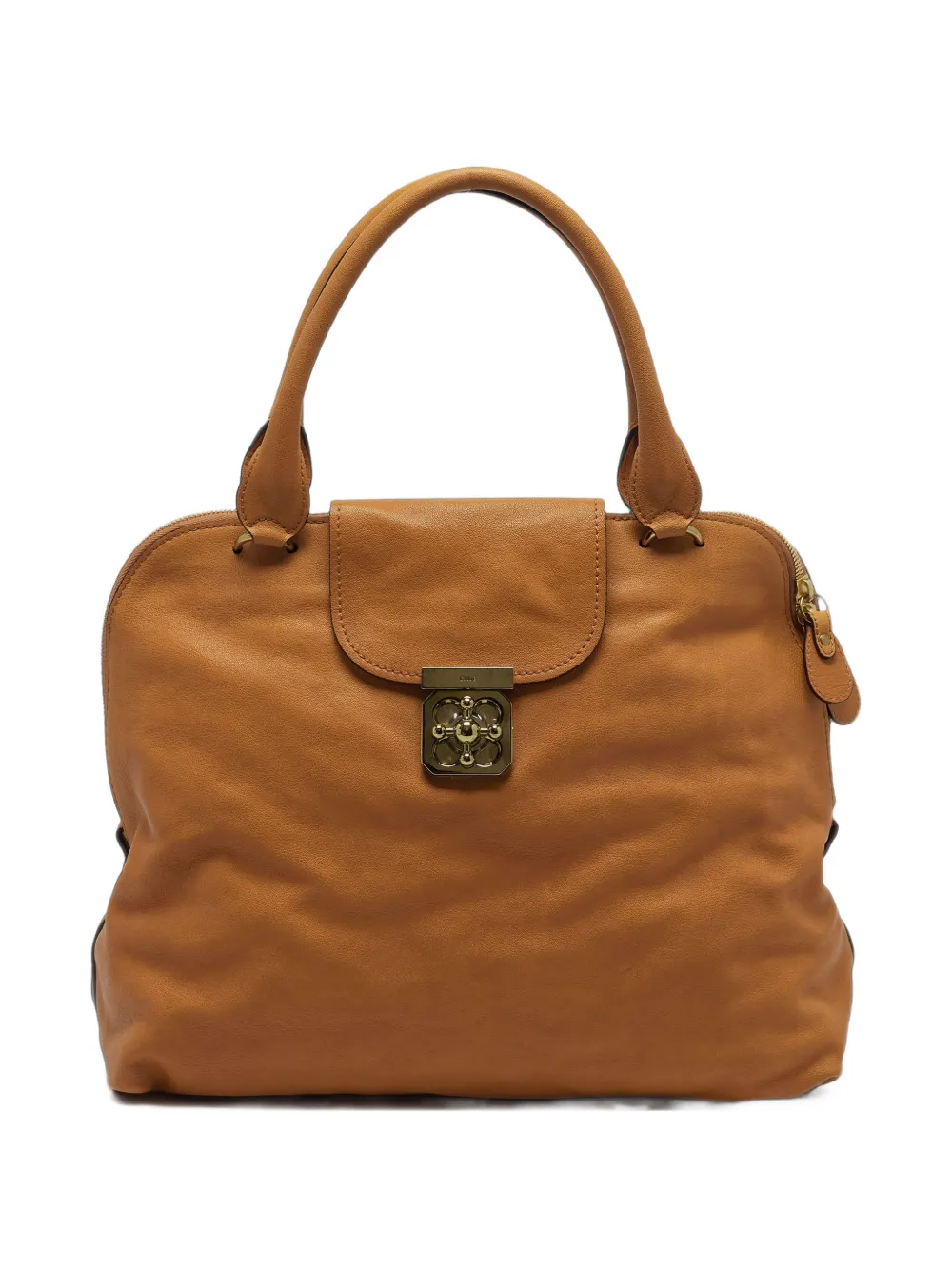 Chloé Pre-Owned Elsie turn-lock satchel bag - Marrone