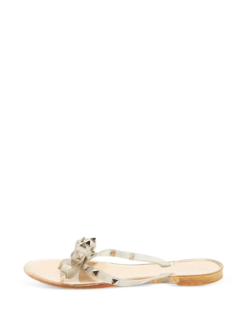 Valentino Garavani Pre-Owned rockstud bow flip flops - Argento