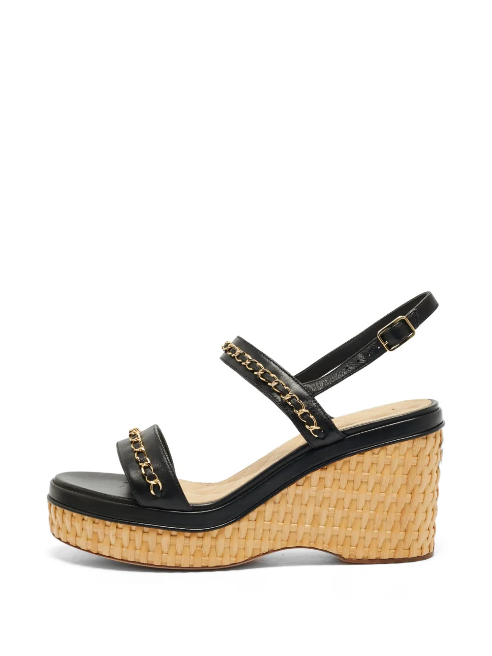 CHANEL Pre-Owned CC chain-link wedge sandals - Nero