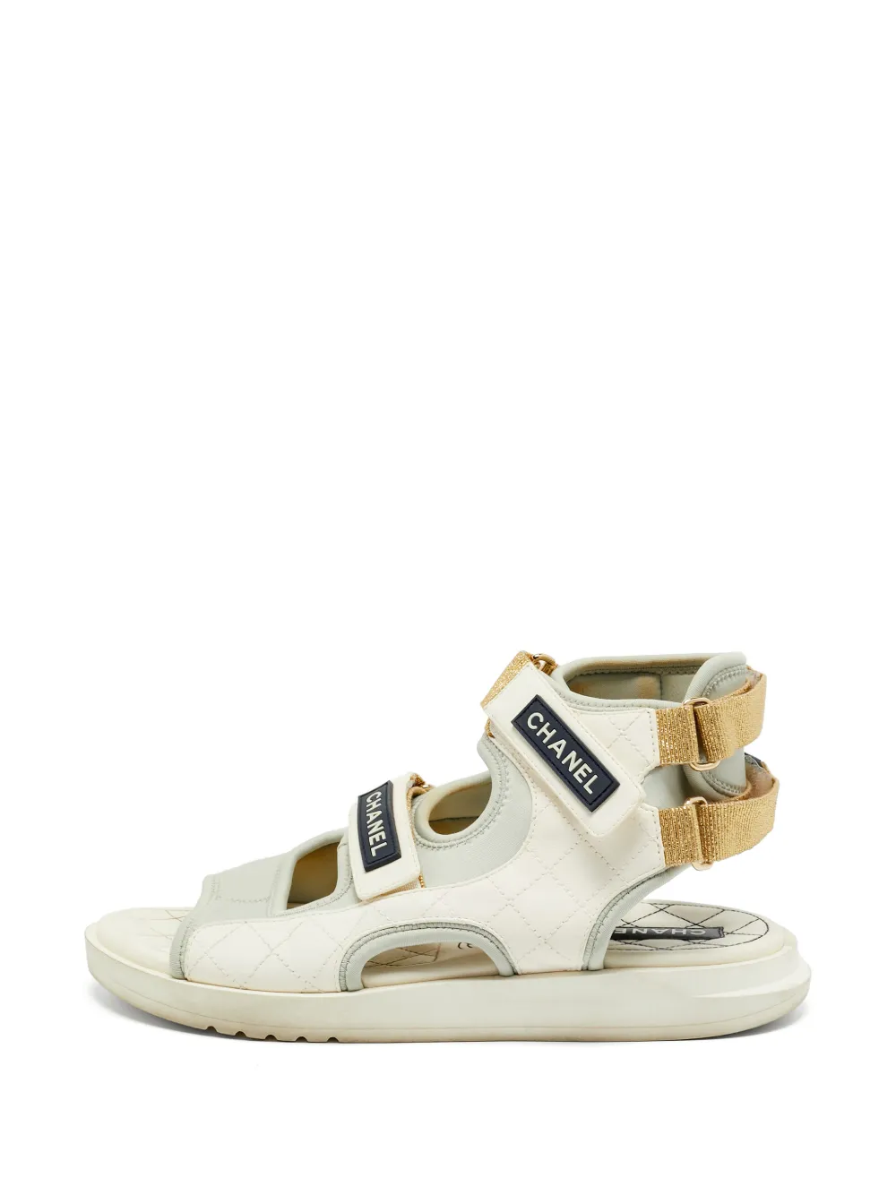 CHANEL Pre-Owned Dad quilted touch-strap sandals - Bianco