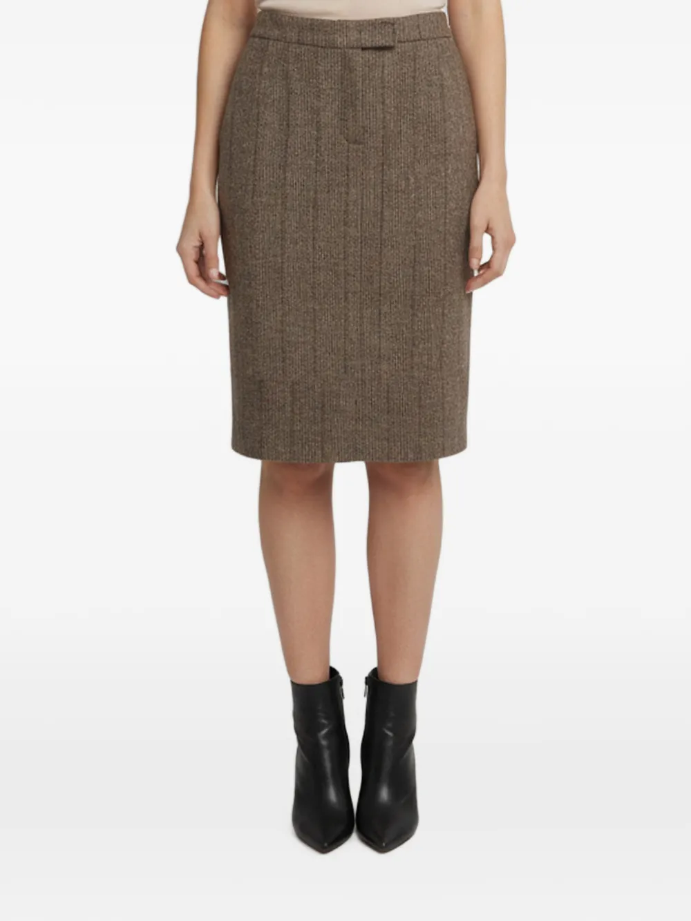La Perla Vintage striped pencil midi skirt - Marrone