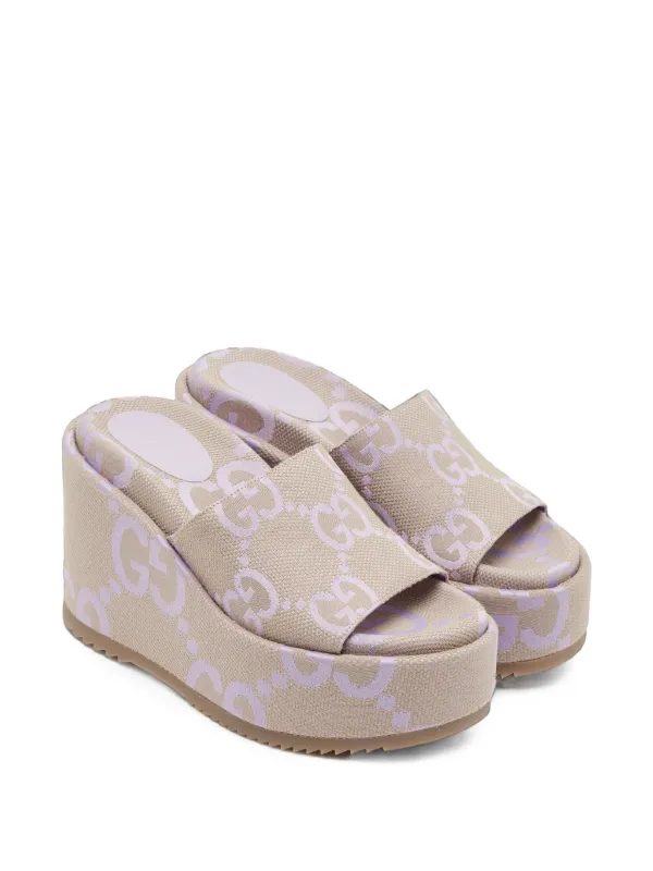 Gucci Pre-Owned Jumbo GG Platform Slide Sandals | Neutrals | FARFETCH