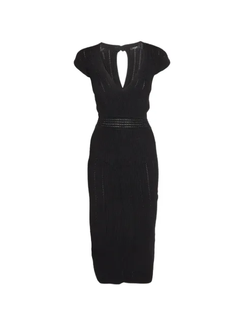 Balmain Pre-Owned openwork rib-knit midi dress
